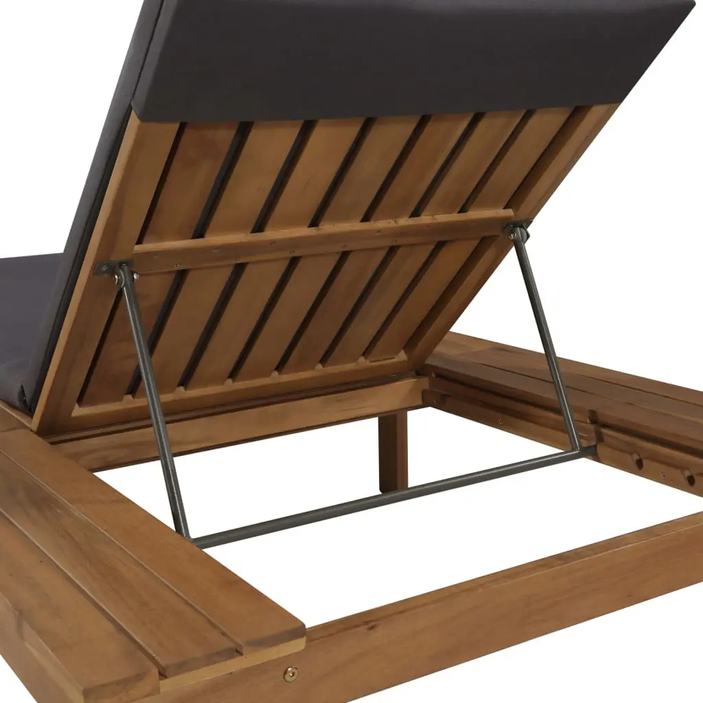 vidaXL Sun Lounger with Cushion Solid Acacia Wood