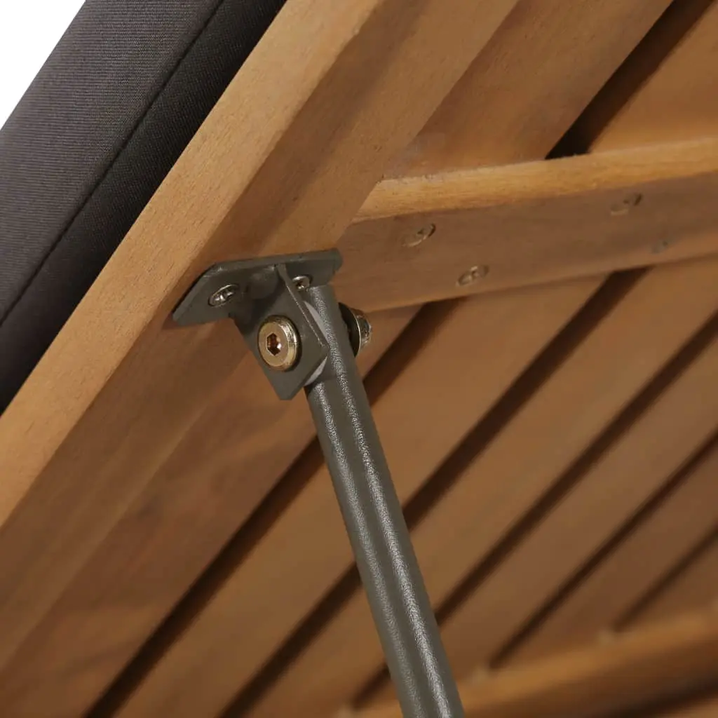 vidaXL Sun Lounger with Cushion Solid Acacia Wood