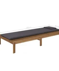 vidaXL Sun Lounger with Cushion Solid Acacia Wood