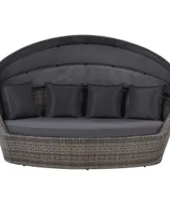 vidaXL Garden Bed with Canopy Grey 200×120 cm Poly Rattan