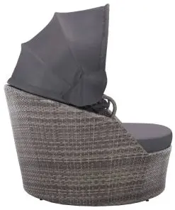 vidaXL Garden Bed with Canopy Grey 200×120 cm Poly Rattan