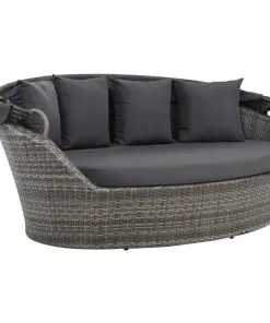 vidaXL Garden Bed with Canopy Grey 200×120 cm Poly Rattan