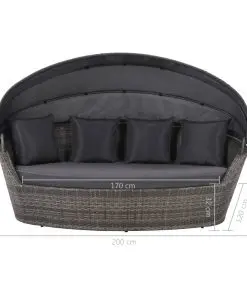 vidaXL Garden Bed with Canopy Grey 200×120 cm Poly Rattan