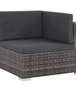 vidaXL 8 Piece Garden Lounge Set with Cushions Poly Rattan Grey