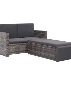 vidaXL 2 Piece Garden Lounge Set with Cushions Poly Rattan Grey