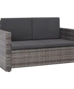 vidaXL 2 Piece Garden Lounge Set with Cushions Poly Rattan Grey