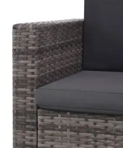 vidaXL 2 Piece Garden Lounge Set with Cushions Poly Rattan Grey