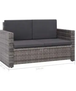 vidaXL 2 Piece Garden Lounge Set with Cushions Poly Rattan Grey