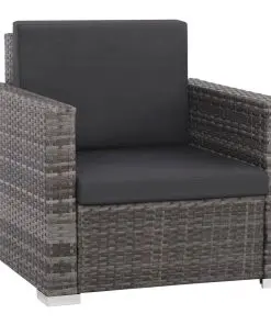 vidaXL 12 Piece Garden Lounge Set with Cushions Poly Rattan Grey