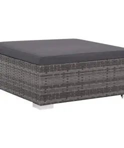 vidaXL 12 Piece Garden Lounge Set with Cushions Poly Rattan Grey