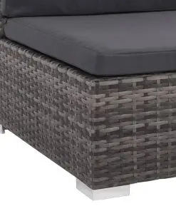 vidaXL 12 Piece Garden Lounge Set with Cushions Poly Rattan Grey