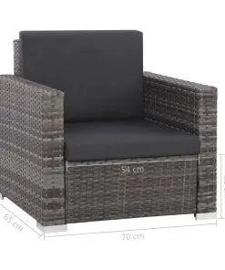 vidaXL 12 Piece Garden Lounge Set with Cushions Poly Rattan Grey