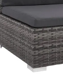 vidaXL 8 Piece Garden Lounge Set with Cushions Poly Rattan Grey
