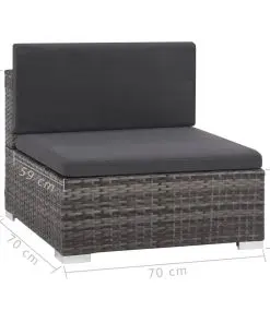 vidaXL 8 Piece Garden Lounge Set with Cushions Poly Rattan Grey