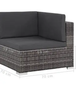 vidaXL 8 Piece Garden Lounge Set with Cushions Poly Rattan Grey