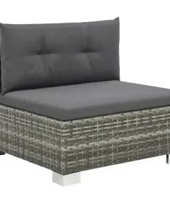 vidaXL 10 Piece Garden Lounge Set with Cushions Poly Rattan Grey