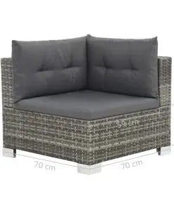 vidaXL 10 Piece Garden Lounge Set with Cushions Poly Rattan Grey