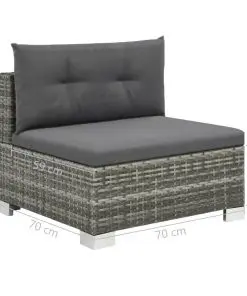 vidaXL 10 Piece Garden Lounge Set with Cushions Poly Rattan Grey