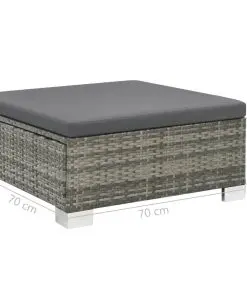 vidaXL 10 Piece Garden Lounge Set with Cushions Poly Rattan Grey