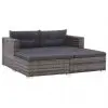 vidaXL 3 Piece Garden Lounge Set with Cushions Poly Rattan Grey