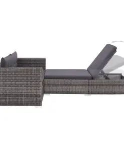 vidaXL 3 Piece Garden Lounge Set with Cushions Poly Rattan Grey