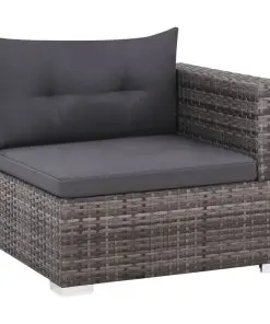vidaXL 3 Piece Garden Lounge Set with Cushions Poly Rattan Grey