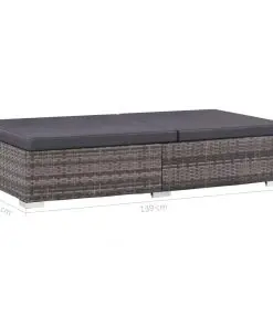 vidaXL 3 Piece Garden Lounge Set with Cushions Poly Rattan Grey