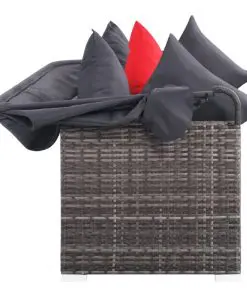 vidaXL 7 Piece Garden Lounge Set with Cushions Poly Rattan Grey