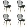 vidaXL Dining Chairs 4 pcs Black Natural Rattan
