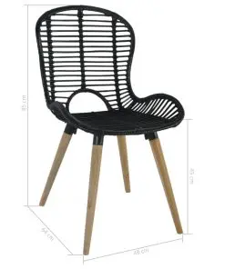 vidaXL Dining Chairs 4 pcs Black Natural Rattan
