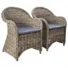 vidaXL Outdoor Chairs 2 pcs with Cushions Natural Rattan vidaXL Outdoor Chairs 2 pcs with Cushions Natural Rattan