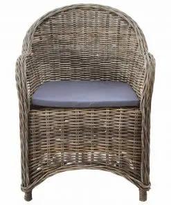 vidaXL Outdoor Chairs 2 pcs with Cushions Natural Rattan