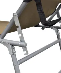 vidaXL Folding Sun Lounger with Canopy Steel Taupe