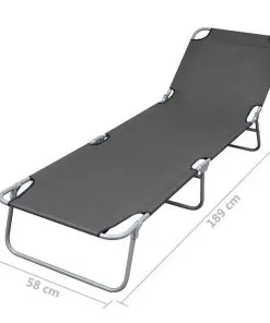 vidaXL Foldable Sunlounger with Adjustable Backrest Grey