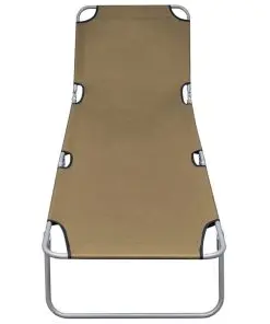 vidaXL Foldable Sunlounger with Adjustable Backrest Taupe