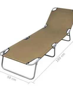 vidaXL Foldable Sunlounger with Adjustable Backrest Taupe