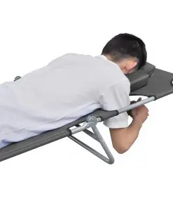 vidaXL Foldable Sunlounger with Head Cushion Adjustable Backrest Grey