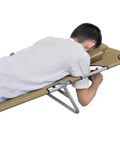 vidaXL Foldable Sunlounger with Head Cushion Adjustable Backrest Taupe