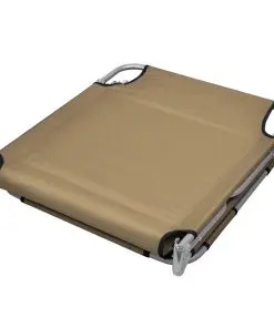 vidaXL Foldable Sunlounger with Head Cushion Adjustable Backrest Taupe