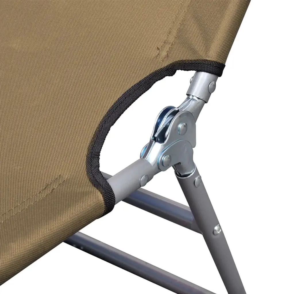 vidaXL Foldable Sunlounger with Head Cushion Adjustable Backrest Taupe
