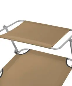 vidaXL Folding Sun Lounger with Canopy Steel Taupe