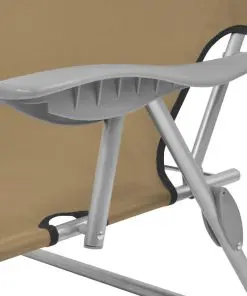vidaXL Folding Sun Lounger with Canopy Steel Taupe