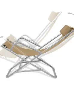 vidaXL Reclining Deck Chairs 2 pcs Steel Taupe