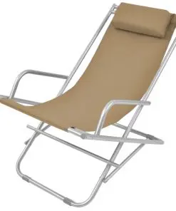 vidaXL Reclining Deck Chairs 2 pcs Steel Taupe