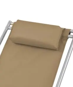 vidaXL Reclining Deck Chairs 2 pcs Steel Taupe