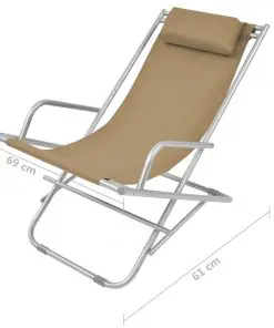 vidaXL Reclining Deck Chairs 2 pcs Steel Taupe