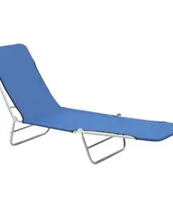 vidaXL Folding Sun Loungers 2 pcs Steel and Fabric Blue