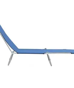 vidaXL Folding Sun Loungers 2 pcs Steel and Fabric Blue