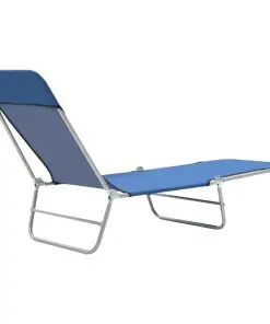 vidaXL Folding Sun Loungers 2 pcs Steel and Fabric Blue