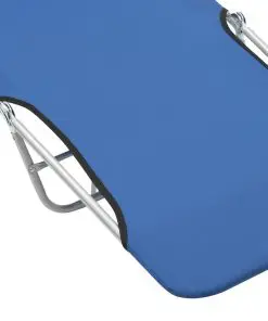 vidaXL Folding Sun Loungers 2 pcs Steel and Fabric Blue